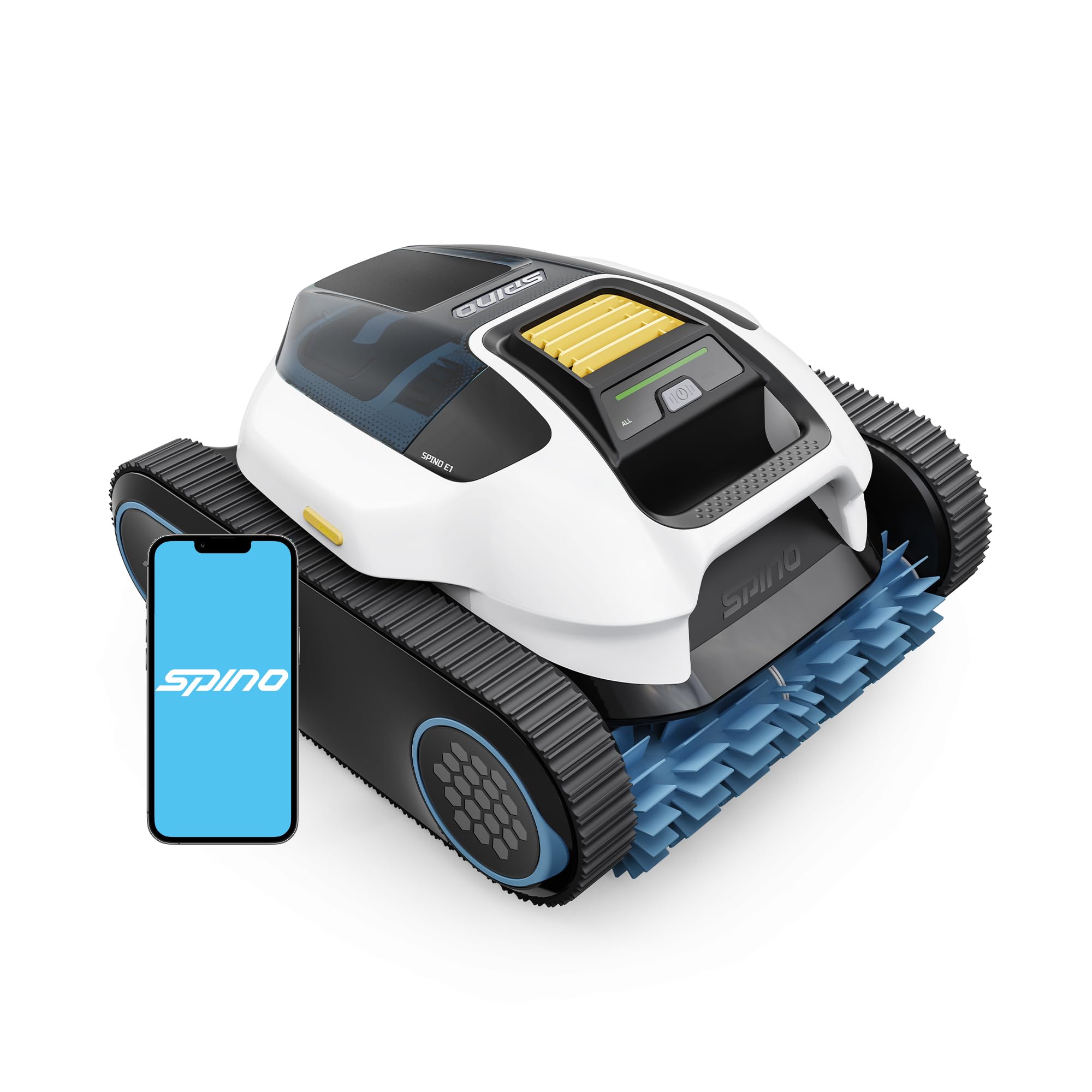 71S0v_2FDKL Spino E1 Poolroboter Akku Boden und Wand, 210 Min Kabellos Poolsauger, Max 21950 LPH, Poolreiniger mit 5 Reinigungsmodi, Auto Wasserlinien Parkfunktion, Weiß-Gelb – Bild 1