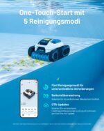 Spino E1 Poolroboter Akku Boden und Wand, 210 Min Kabellos Poolsauger, Max 21950 LPH, Poolreiniger mit 5 Reinigungsmodi, Auto Wasserlinien Parkfunktion, Weiß-Gelb – Bild 6