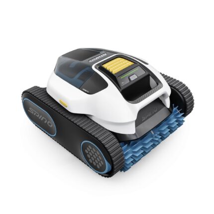 Spino E1 Poolroboter Akku Boden und Wand, 210 Min Kabellos Poolsauger, Max 21950 LPH,5 Reinigungsmodi, Auto Wasserlinien Parkfunktion, SmartArc Routenplan, Weiß-Blau