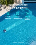 Spino E1 Poolroboter Akku Boden und Wand, 210 Min Kabellos Poolsauger, Max 21950 LPH,5 Reinigungsmodi, Auto Wasserlinien Parkfunktion, SmartArc Routenplan, Weiß-Blau – Bild 9