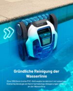 Spino E1 Poolroboter Akku Boden und Wand, 210 Min Kabellos Poolsauger, Max 21950 LPH,5 Reinigungsmodi, Auto Wasserlinien Parkfunktion, SmartArc Routenplan, Weiß-Blau – Bild 8