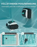 WYBOT (Upgrade) C1-01 Poolroboter für Einbau-Überbaupools mit 150 Min Akkulaufzeit, 4-in-1 Reinigung für Wand und Boden bis 150m², Smart Navigation & App - Weiß & Hellgrün – Bild 6